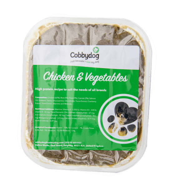 cobbys dogs Chicken and Vegetables 400g tray of dog food